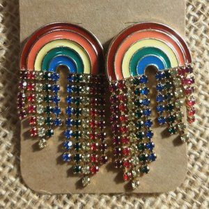 Rainbow Dangle Earrings with Rhinestones NONE MISSING